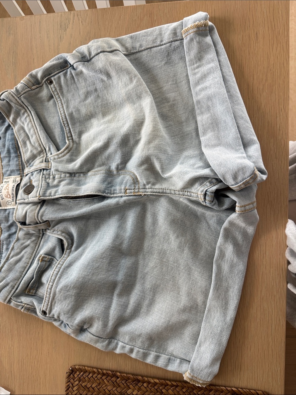 Fat Face Light Blue Denim Rolled Hem Shorts